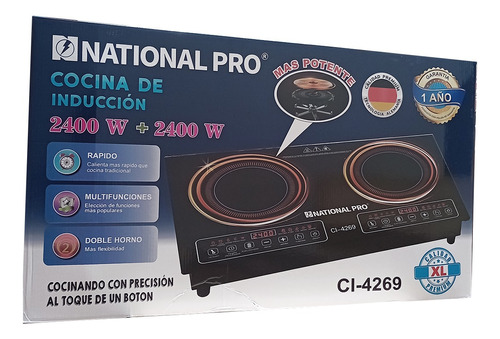 Cocina De Inducción  National Pro 2 Hornillas 2400 Watts 