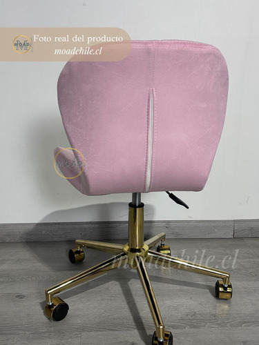 Silla De Escritorio Acolchada Mariposa Felpa Base Color Oro