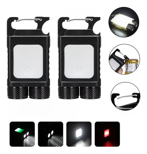 Llavero Mini Led De Bolsillo Con Doble Lámpara, Recargable P