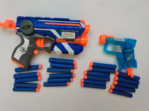 Lote Nerf Firestrike Elite Y Jolt Con 22 Dardos Y Morral (Usado)