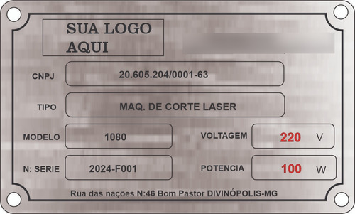 Placa Identificação De Maquinas