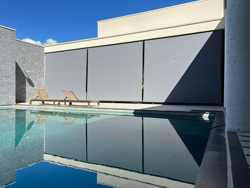 Toldo Vertical Retrátil Alfaplex Tela Solar 3% Grafite Cor Grafite - Acabamento Preto