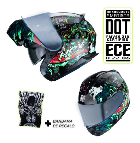 Hax Casco Moto Abatible Certificado Ece 06 Amatista Ragnarok