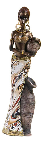 Estatuilla De Mujer Africana Hecha Tribal Escultura De Mesa