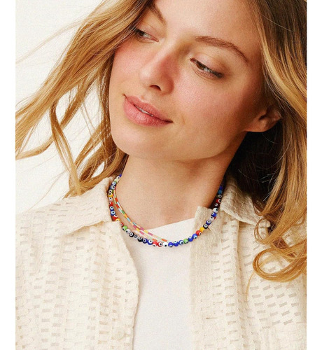 Aobei Pearl Collar Colorido Mal De Ojo Gargantilla Cuentas