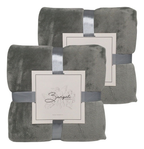 Frazada Polar Fleece King A Super King Pack 2 Uni - 3angeli Color Grey - Grey