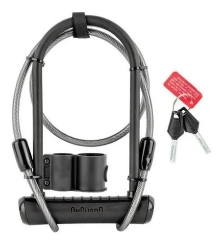 Trava Cadeado U-lock 8154 Chave Onguard Reforçado Cabo 120cm Cor Preto