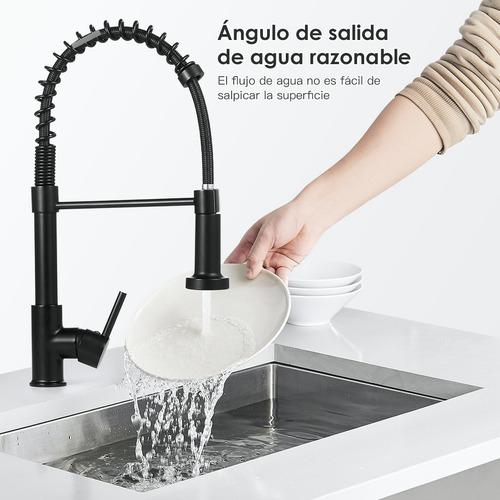 2 Modos Grifo Mezclador Monomando Llave Fregadero De Cocina Negro Mate