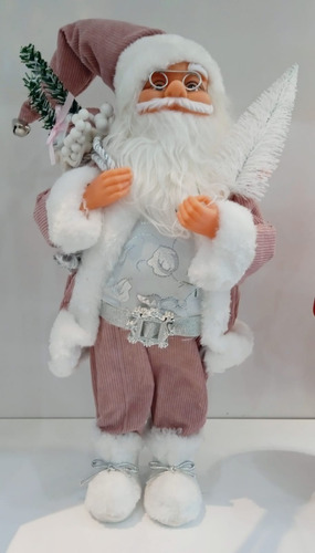 Papai Noel Enfeite Natalino Rosa Decoração 45cm