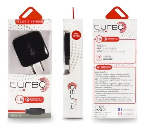 Cargador Carga Rapida V8 S01 3.1a Send Celular Micro Usb