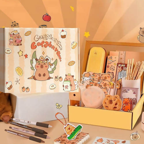 Set De Regalo De Papelería Infantil Temática Capibara