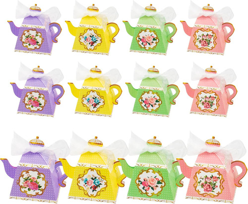 12 Cajas De Regalo Para Fiesta De Té De Flores, Cajas De Dul