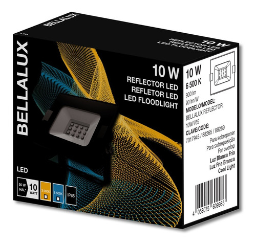Proyector Reflector Led Bellalux 10w Luz Fría Exterior 