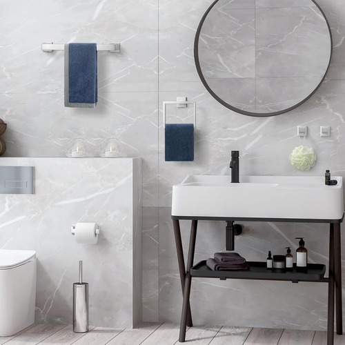 Juego Set 5 Accesorios Toallero Completo Baño Acero Inoxidable Plateado - Ts Home
