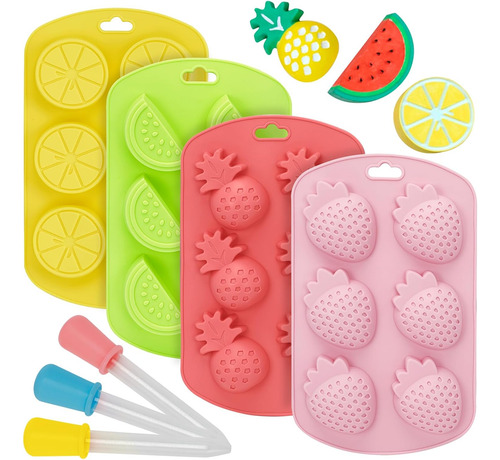 Molde De Silicona En Forma De Frutas De 4 Piezas Con 3 Goter