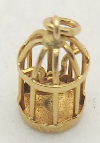 Dije Colgante Jaula Con Pajaro, De Oro 18k. Peso 1 Grs