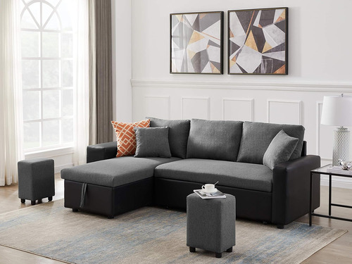 Biadnbz Sofá Modular Convertible De 92.5 Pulgadas De Lino En