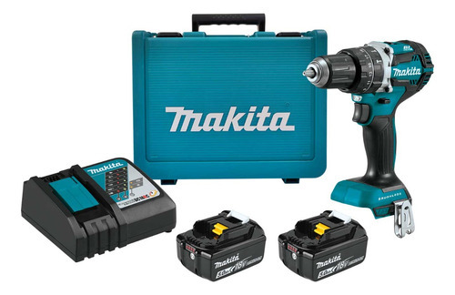 Kit Rotomartillo Atornillador Brushless 18v Makita Dhp484rte Color Turquesa