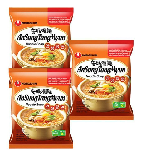 Kit 3 Lamen Coreano Ansung Tang Myun Noodle Soup 100g