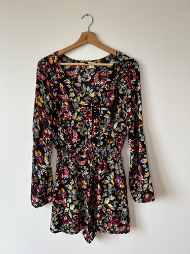Mono Corto Estampado- H&m - Talle Eur 38 Negro 38 (Usado)