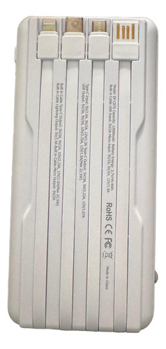 Cargador Portátil Power Bank Carga Turbo C/cables 12000mah Blanco
