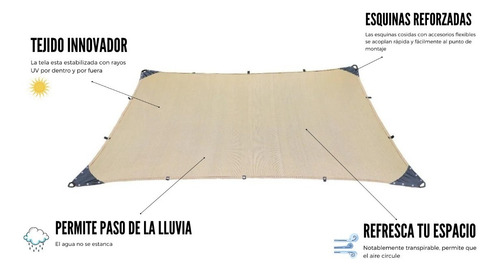 Malla Sombra 3.7x4.7 Mt 90% Beige Raschel Lista Para Colocar