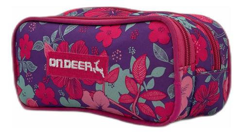 Lapicera Ondeer Doble Cierre Floreada Lila/fucsia Dolay