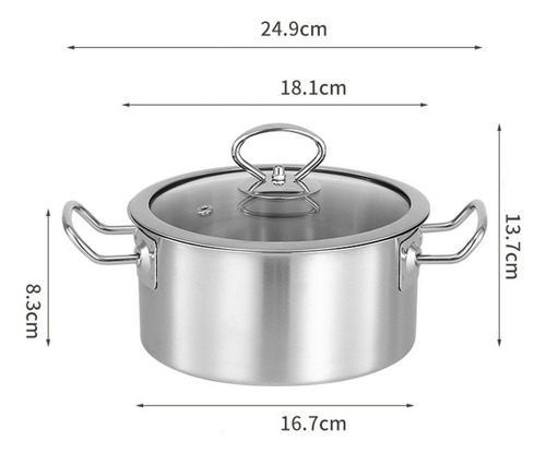 Olla Para Ramen Coreana, Olla Gruesa Para 18 Cm De Plata