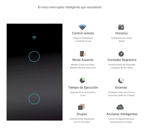 Interruptor Inteligente Wi-fi De 2 Vías Negro Pack 4 Piezas Apagador Sin Neutro Para Casa Oficina Táctil Vidrio Templado Toplinc