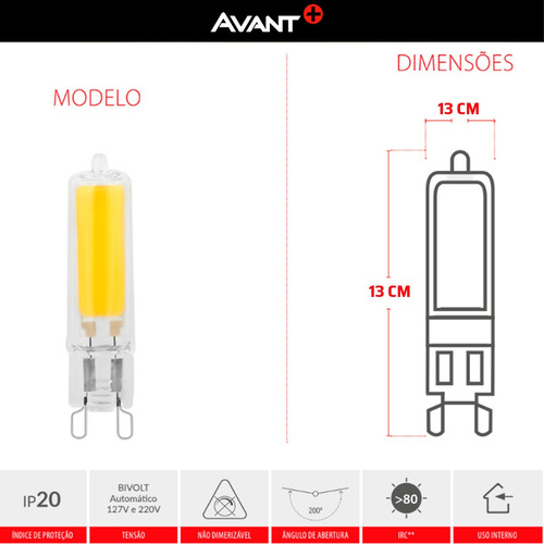 Lâmpada Led Luxpin Avant Clear G9 4w 2400k