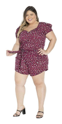 Imagem 3 de 4 de Blusa Feminina Onça Pink Com Mangas Bufantes Plus Size