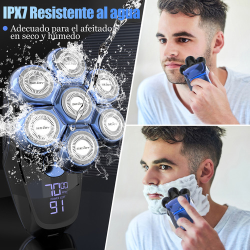 Sejoy Alien Pro Rasuradora Eléctrica Barba Recargable Hombre Afeitadora Y Calvo Corta Pelos Kits 5 En 1 Color Azul 127V