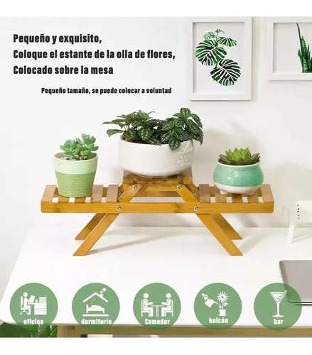. Macetero Multifuncional Base Madera Tubular Minimalista