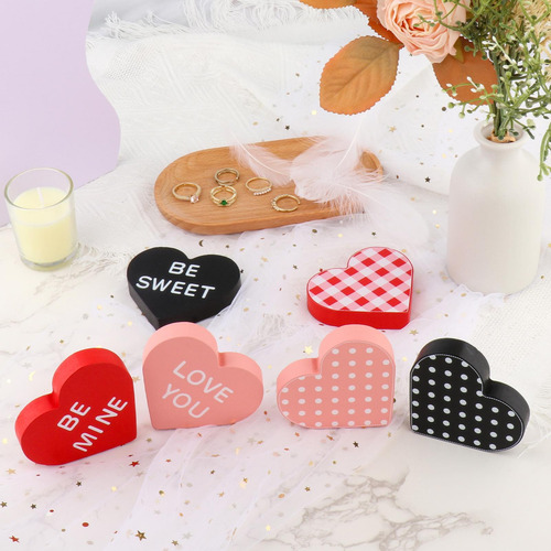 6 Letreros De Madera Para El Día De Valentín, Decoración