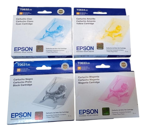Paq 4 Pzas Cartucho Epson T063120 63220 63320 Y 63420