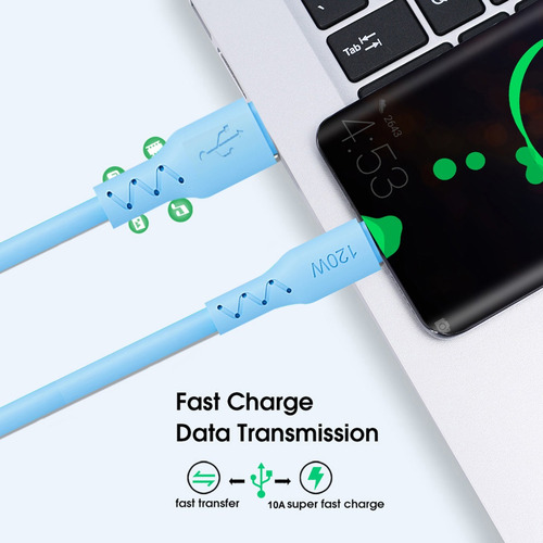 Cable De Carga Rápida Usb-c De 1 M, 120 W Y 6 A, Cable De Ca