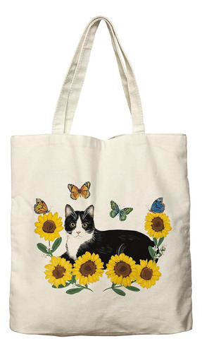 Bolsa Lona Con Diseño Girasol Para Mujer Estetica Divertida