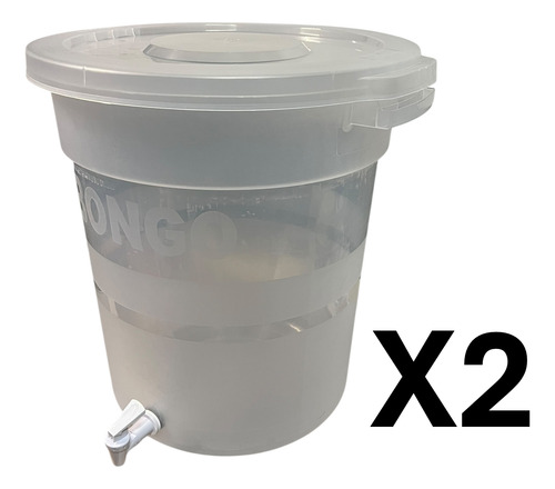 2 Piezas Contenedor De Liquidos Bongo 40 Litros Con Llave Transparente