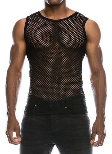 Camiseta Sin Mangas De Malla Para Hombre, Suéter Muscular De