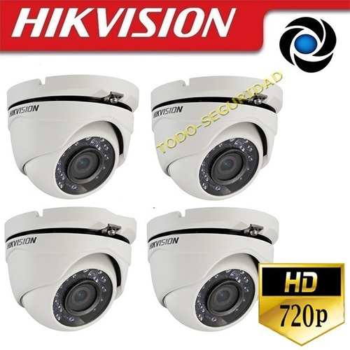 Pack 4 Camara Infrarroja Hikvision Cctv Turbo Hd 720p 1mp 4en1 Tvi Cvi Ahd Gran Angular Seguridad