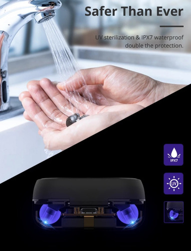 Imagen 5 de 7 de Audífono in-ear gamer inalámbrico Tronsmart Onyx Free negro con luz LED