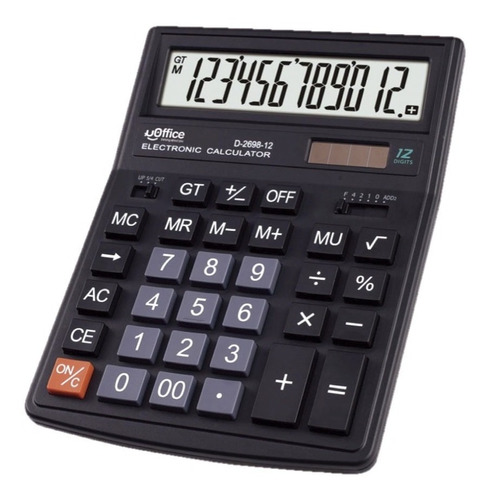 Calculadora De Escritorio Uoffice D-2698 12 Dig Solar Y Pila