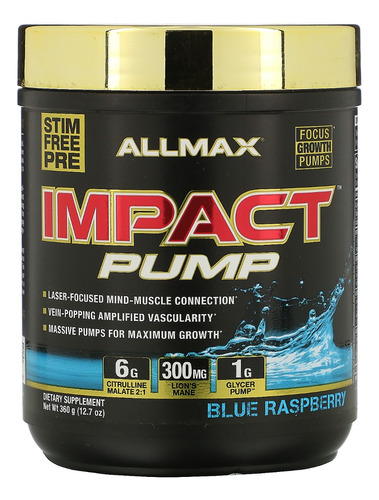 Allmax Impact Pump 300 Gr Citrulina Malato Sabor Mora Azul