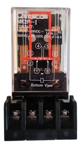 Relé Camsco Mk2p-i Bobina 24vdc Cont De 5a A 250vac Con Base