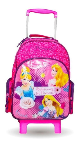 Mala Mochila Escolar C Rodinha Grande Princesas Disney 60408