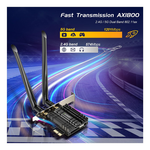 Edup Pci-e Wifi 6 Tarjeta De Red Ax1800mbps Bluetooth 52 De