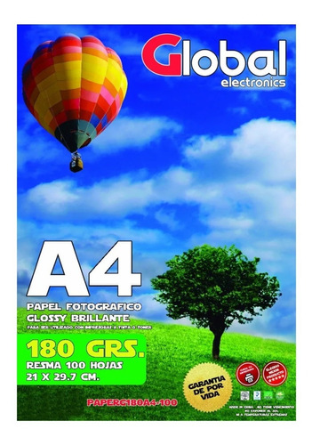 Papel Glossy Foto Fotografico A4 180gr X 100 Hojas Resma