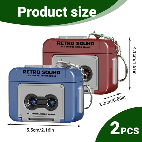 Llavero Reproductor Cinta Retro Mini Casete Grabable Música