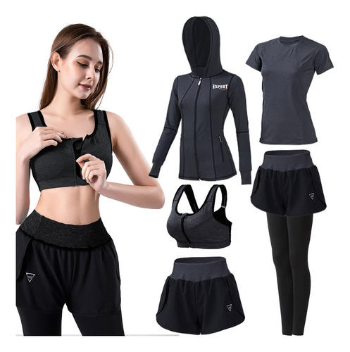 Conjunto Deportivo Dama X5 Top Calza Short Campera - El Rey