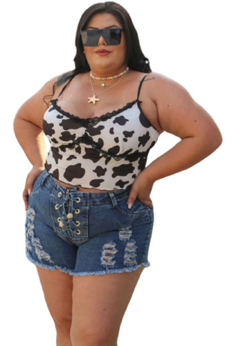 Bermuda Shorts Jeans Moda Plus Size Roupas Femininas Linda